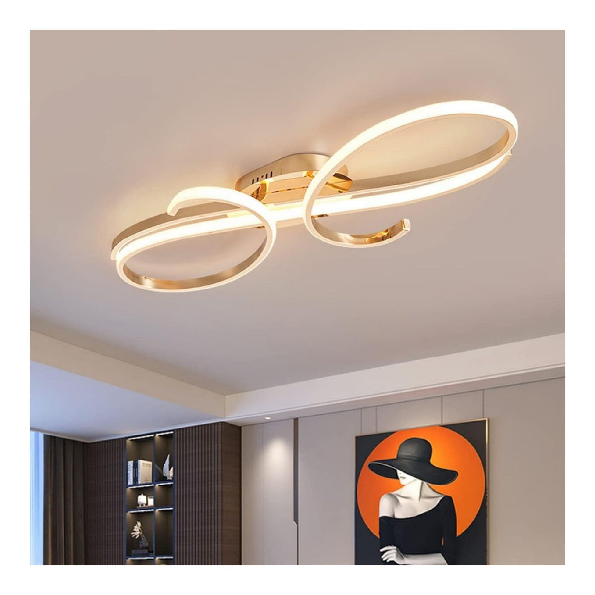 Lustre Noir et Blanc aux lignes epurees avec eclairage confortable 80W