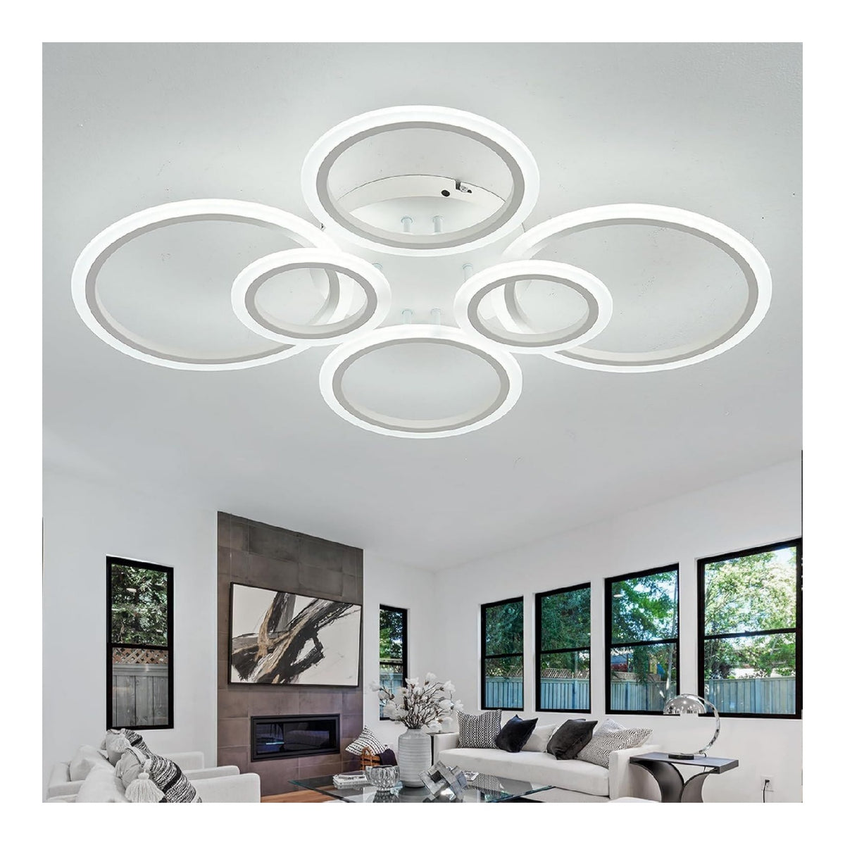 Plafonnier Noir et Blanc aux lignes epurees avec eclairage confortable 46W