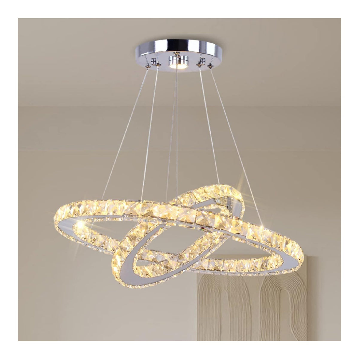 Suspension Blanc et Ambre aux lignes epurees avec eclairage confortable 50 W 3000K