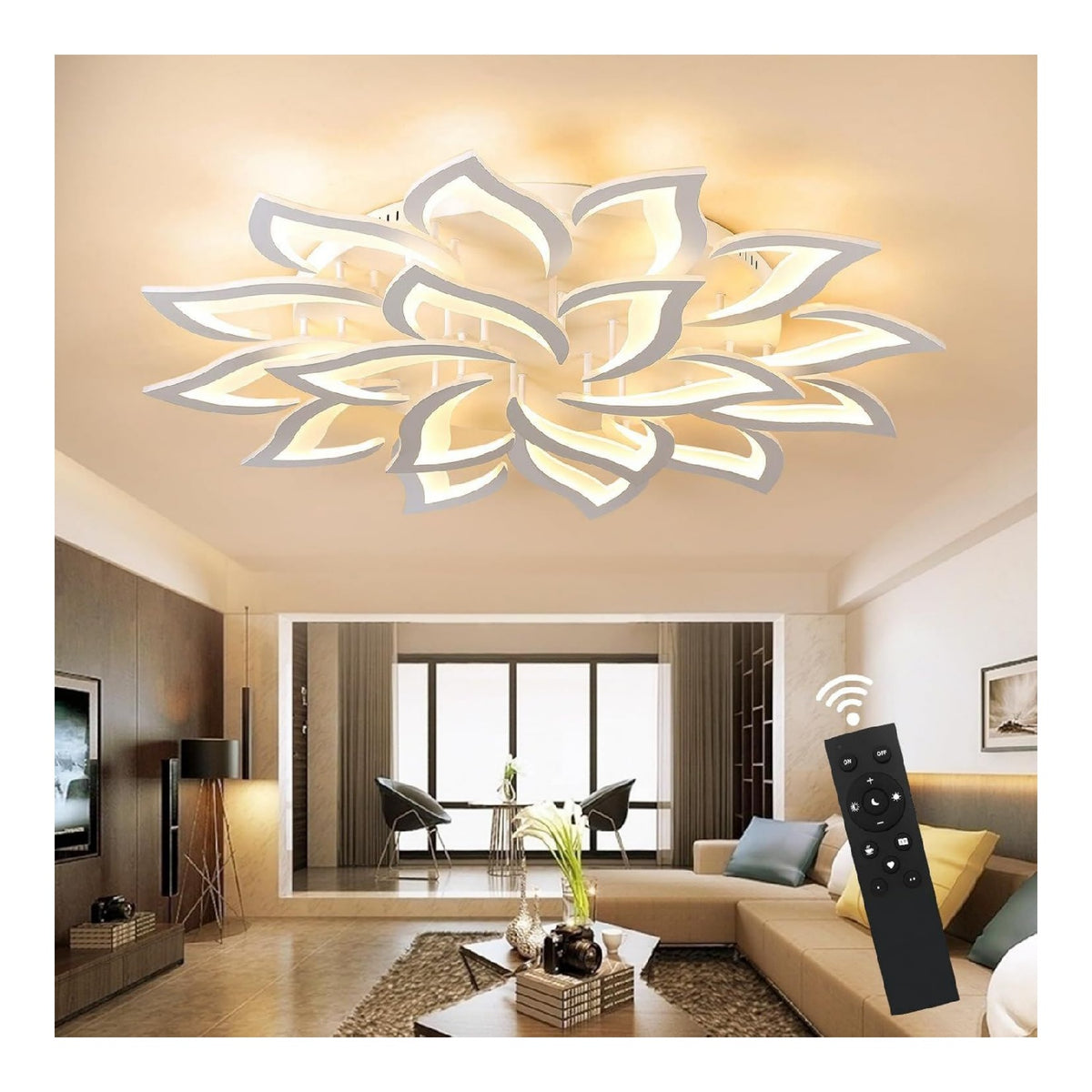 Solution lumineuse Blanc et Ambre au dessin sobre en format lustre 108 W