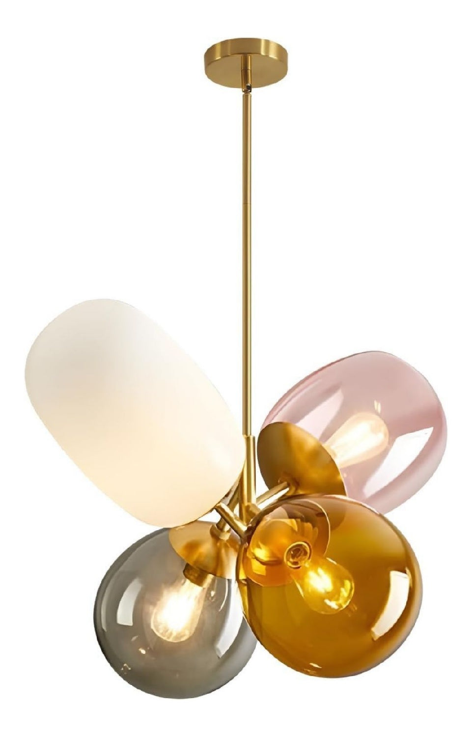 Suspension Blanc et Dore au style moderne avec conception fonctionnelle E27
