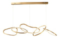 Suspension Blanc et Dore aux lignes epurees avec eclairage confortable