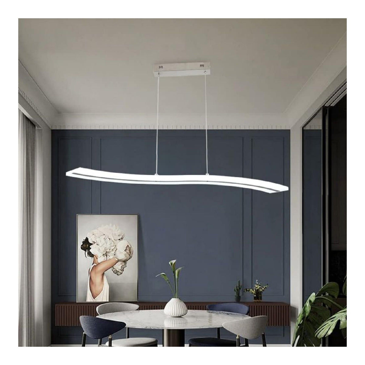 Lustre Blanc et Ambre aux lignes epurees avec eclairage confortable 36W
