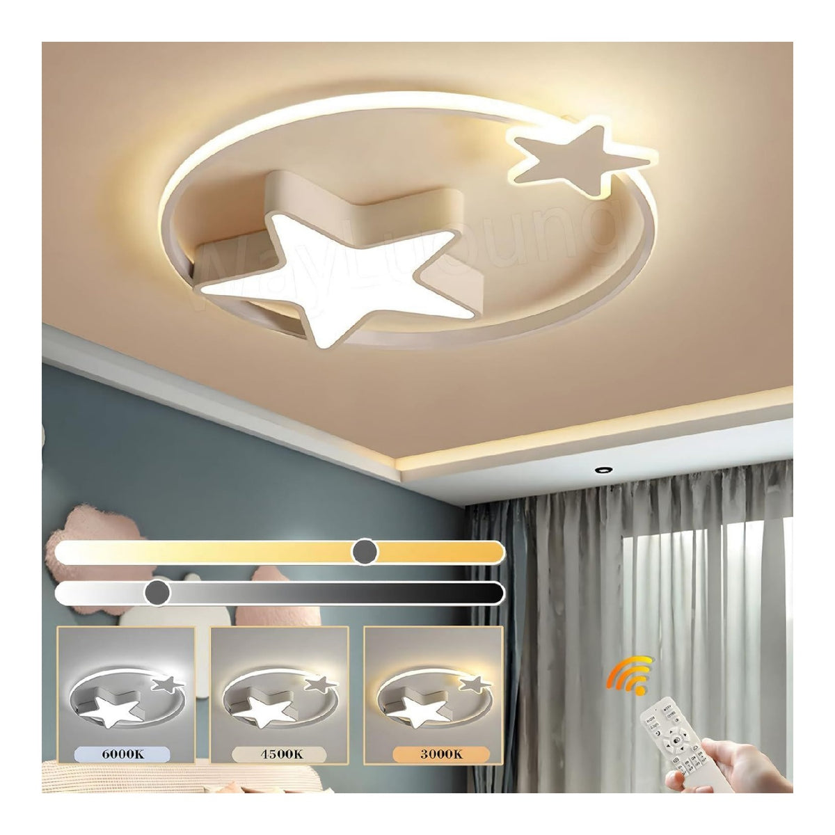 Plafonnier decoratif Blanc et Ambre avec diffusion lumineuse harmonieuse 48W 2700K