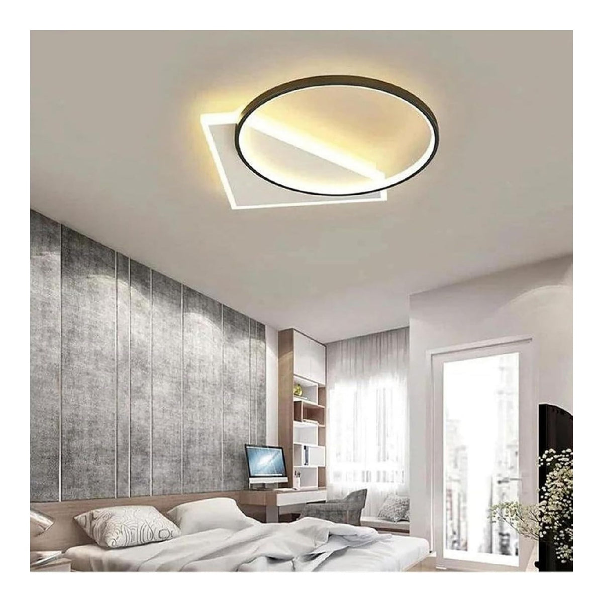 Eclairage Noir et Blanc contemporain en version lustre 52W 3000K