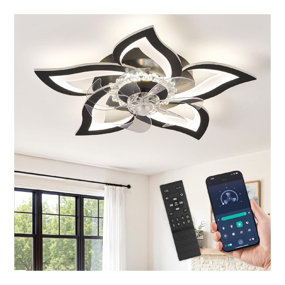 Lustre decoratif Noir et Blanc avec diffusion lumineuse harmonieuse 3000K