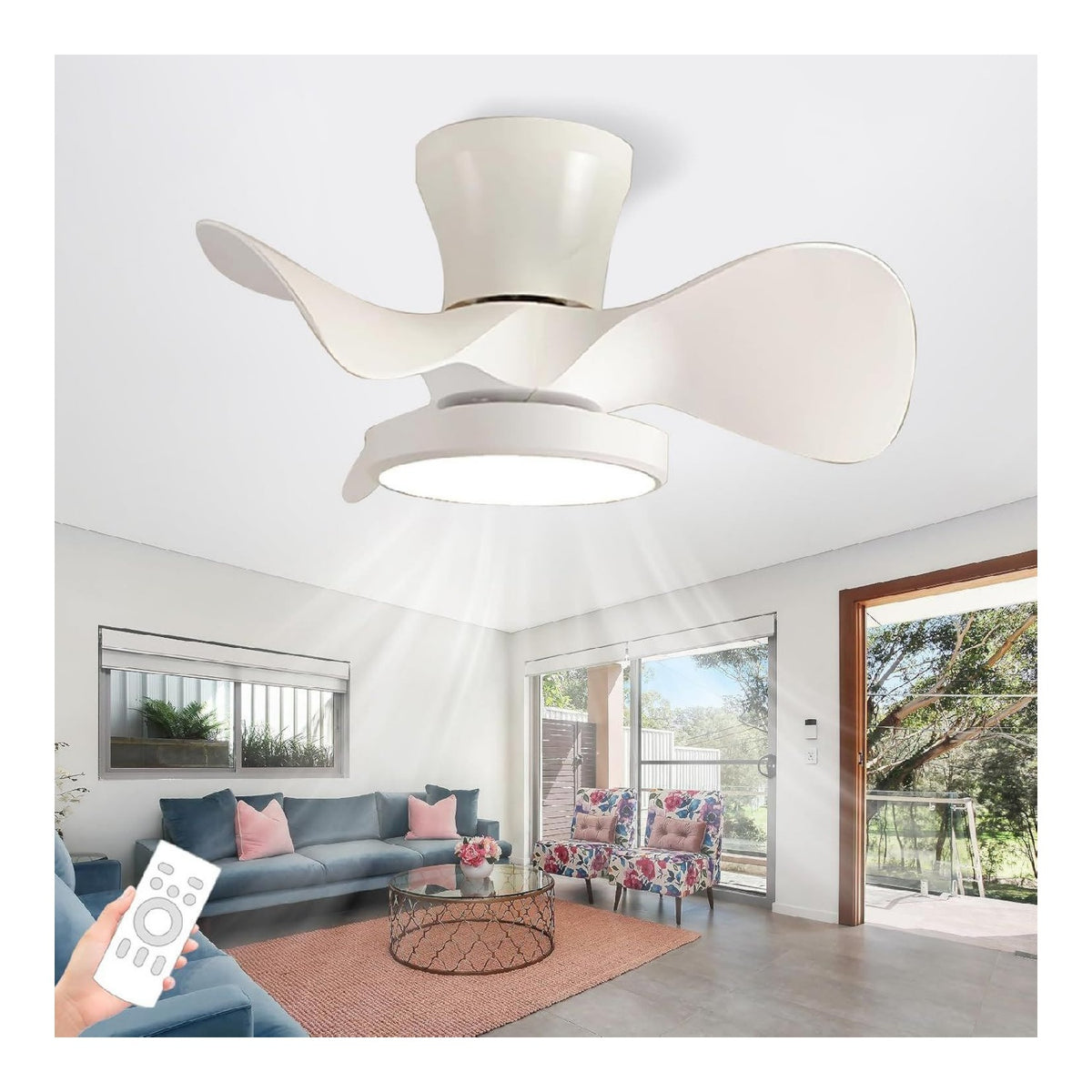 Lustre Blanc et Ambre aux lignes epurees avec eclairage confortable