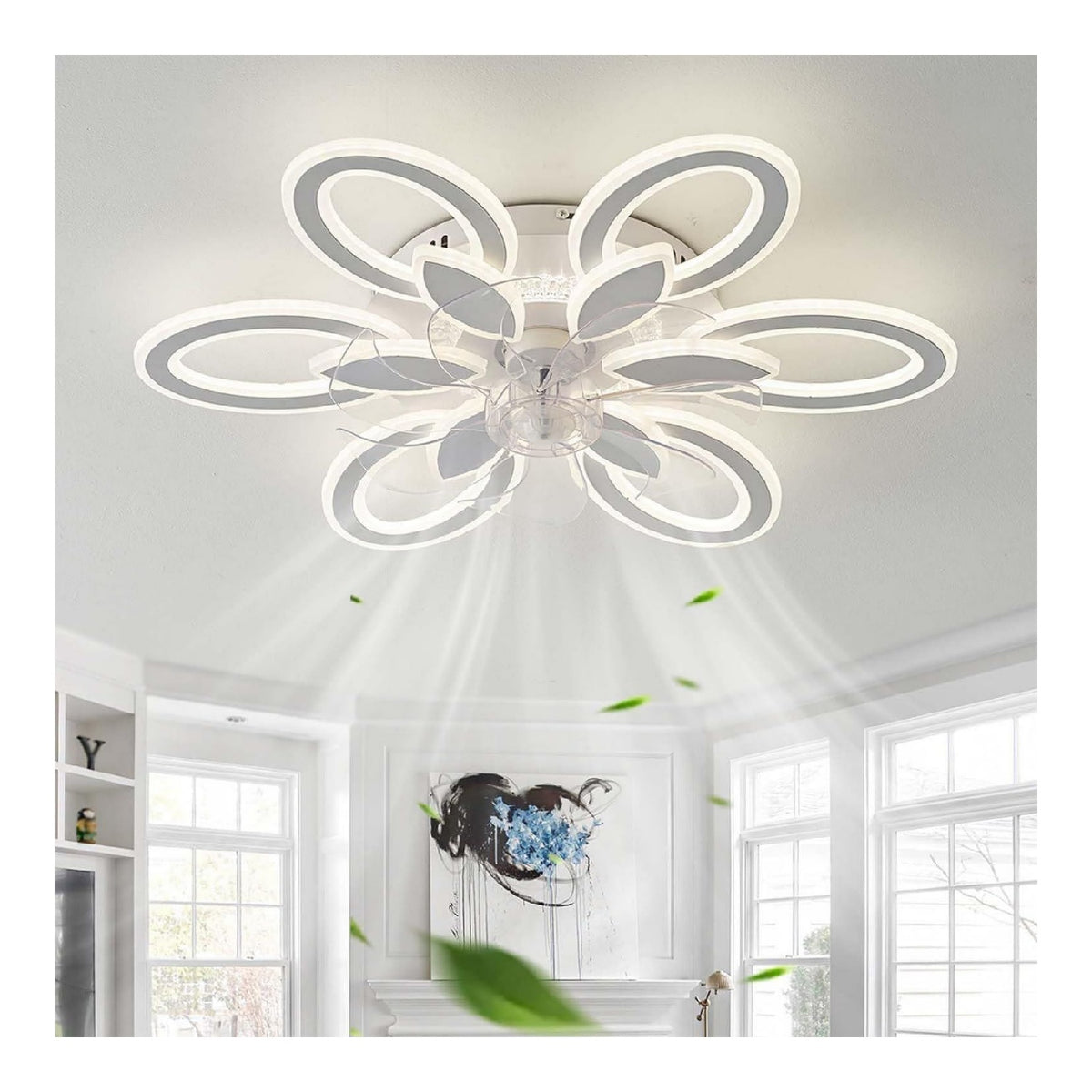 Luminaire Blanc et Ambre a silhouette graphique de type lustre Q1-2377