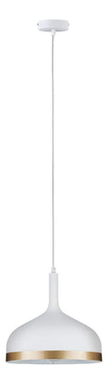 Solution lumineuse Blanc et Dore au dessin sobre en format suspension E27