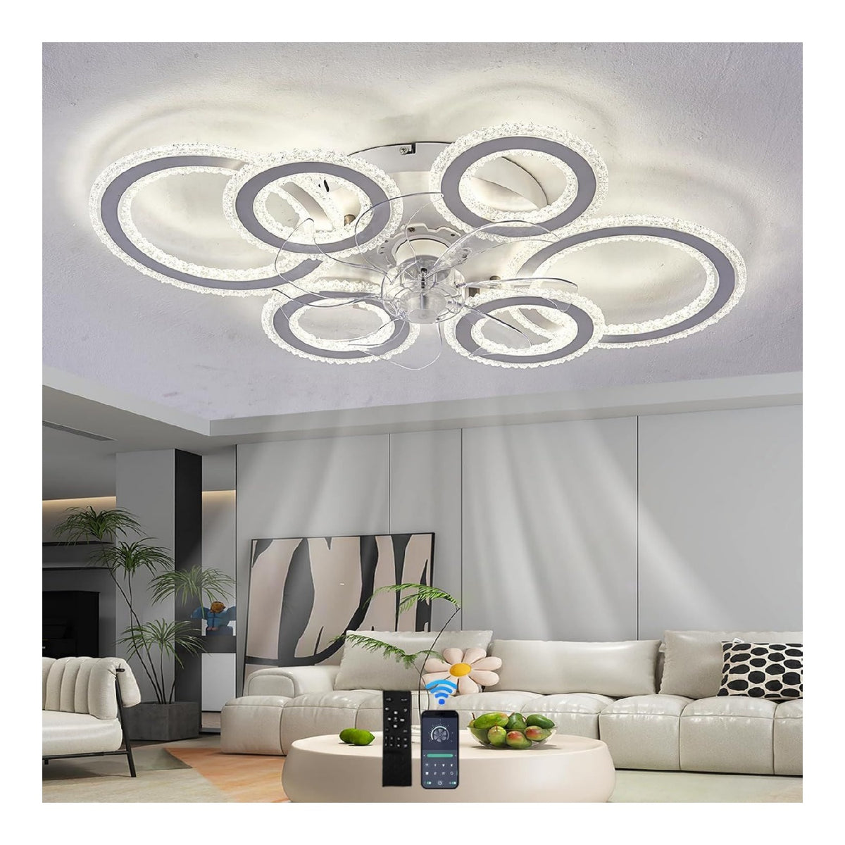 Plafonnier Blanc et Ambre a presence elegante et lumiere agreable 80W