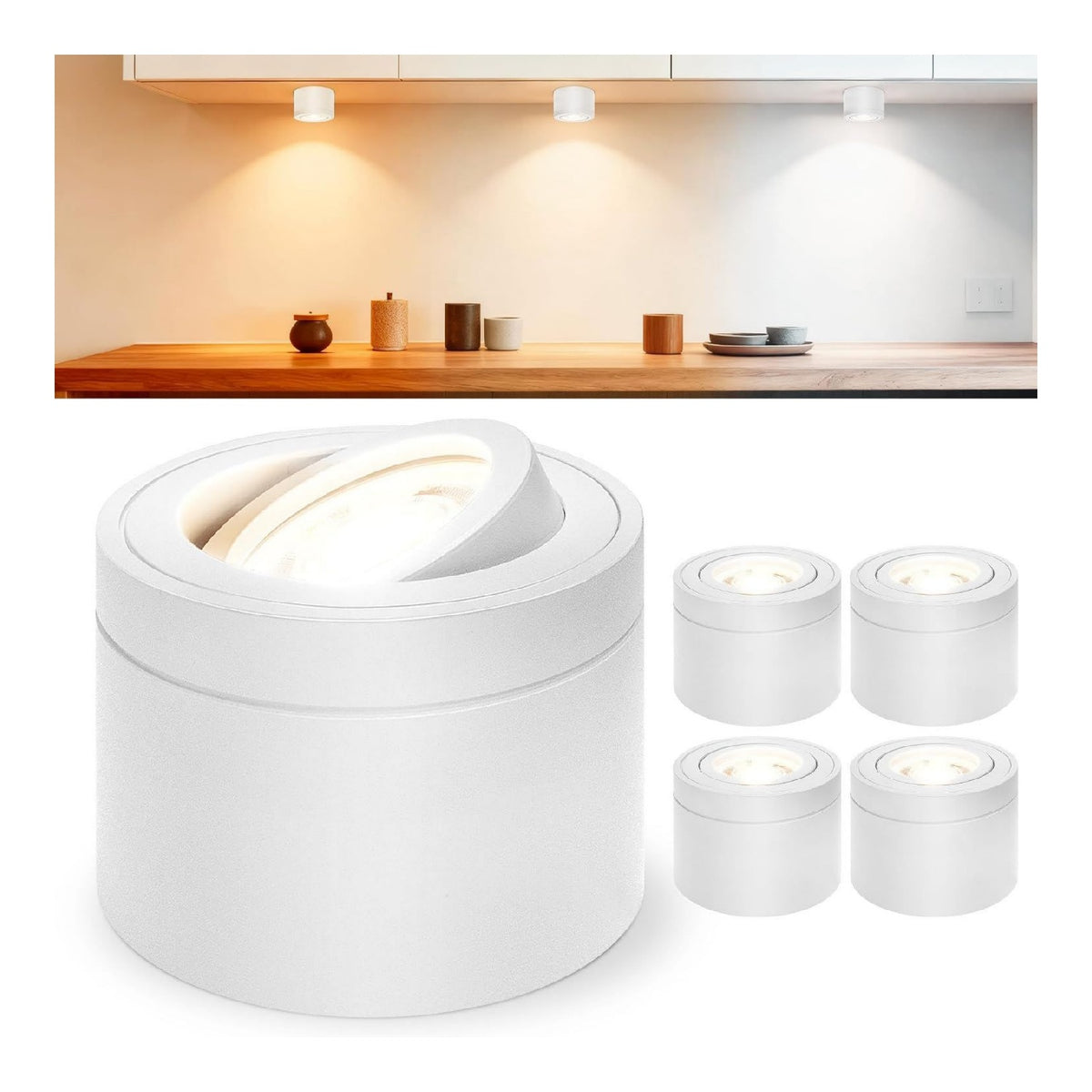 Spot de plafond decoratif Blanc et Ambre avec diffusion lumineuse harmonieuse 6 W 2700 K
