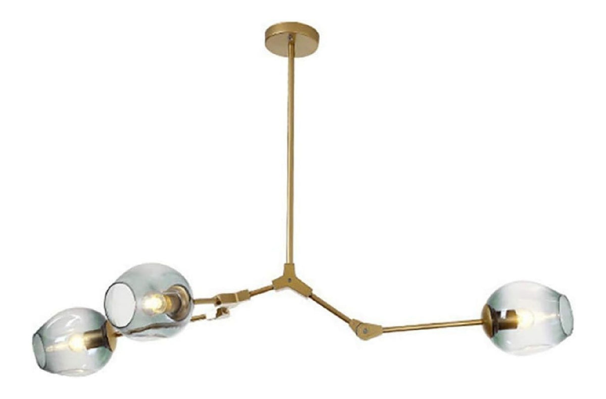 Lustre Ambre et Bleu aux lignes epurees avec eclairage confortable E27