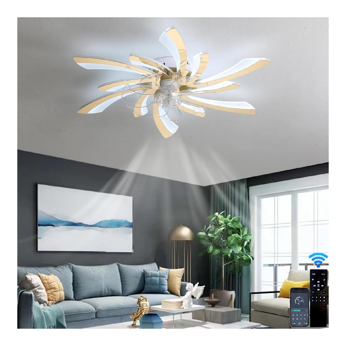 Lustre Blanc et Dore au style moderne avec conception fonctionnelle TS-2668