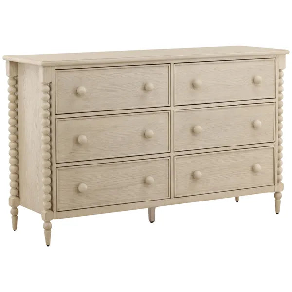 C¨®moda Marcellina de 6 cajones, blanco decapado