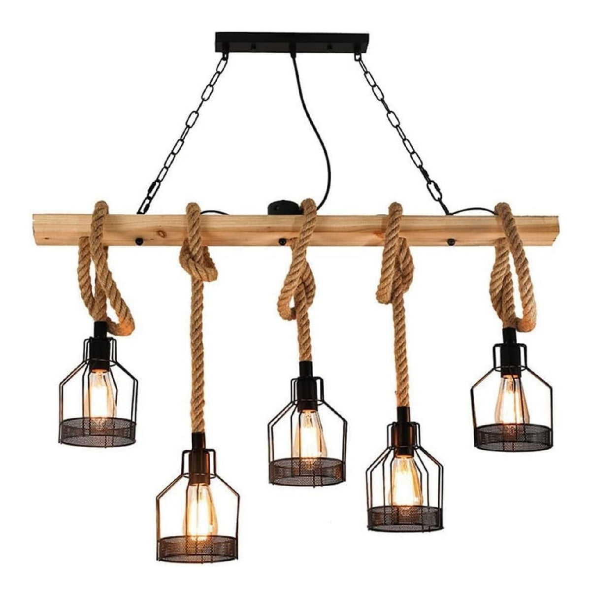 Suspension Noir et Marron aux lignes epurees avec eclairage confortable 200W E27