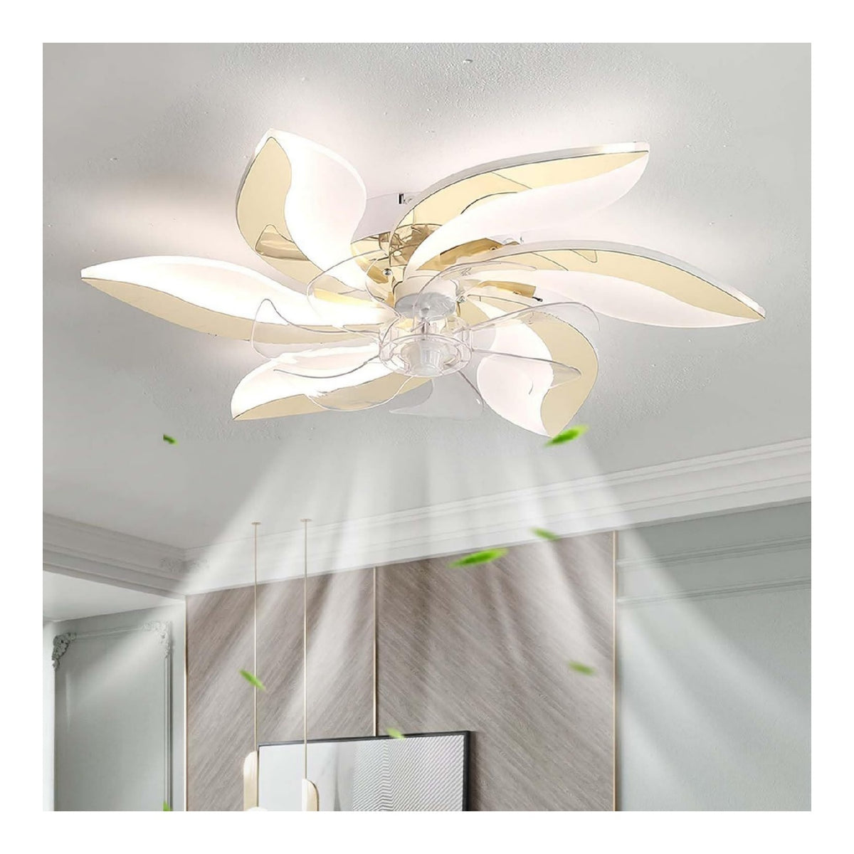 Eclairage Blanc et Dore contemporain en version lustre 3000K