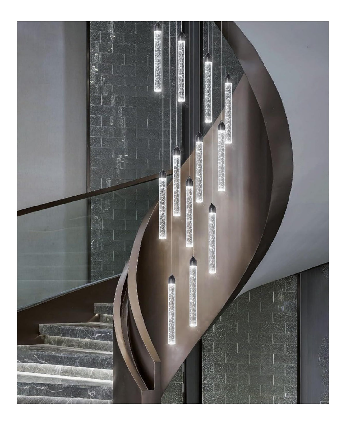 Eclairage Noir et Transparent contemporain en version lustre 60 W
