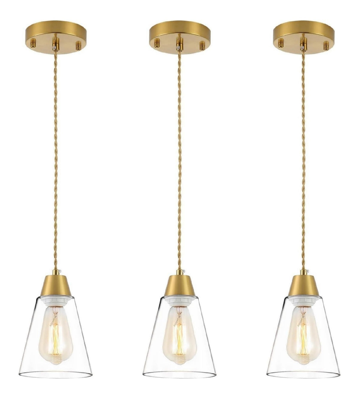 Suspension Dore a presence elegante et lumiere agreable