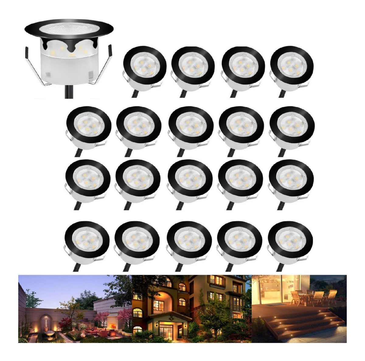 Spot de plafond Noir et Blanc a presence elegante et lumiere agreable 1W IP67