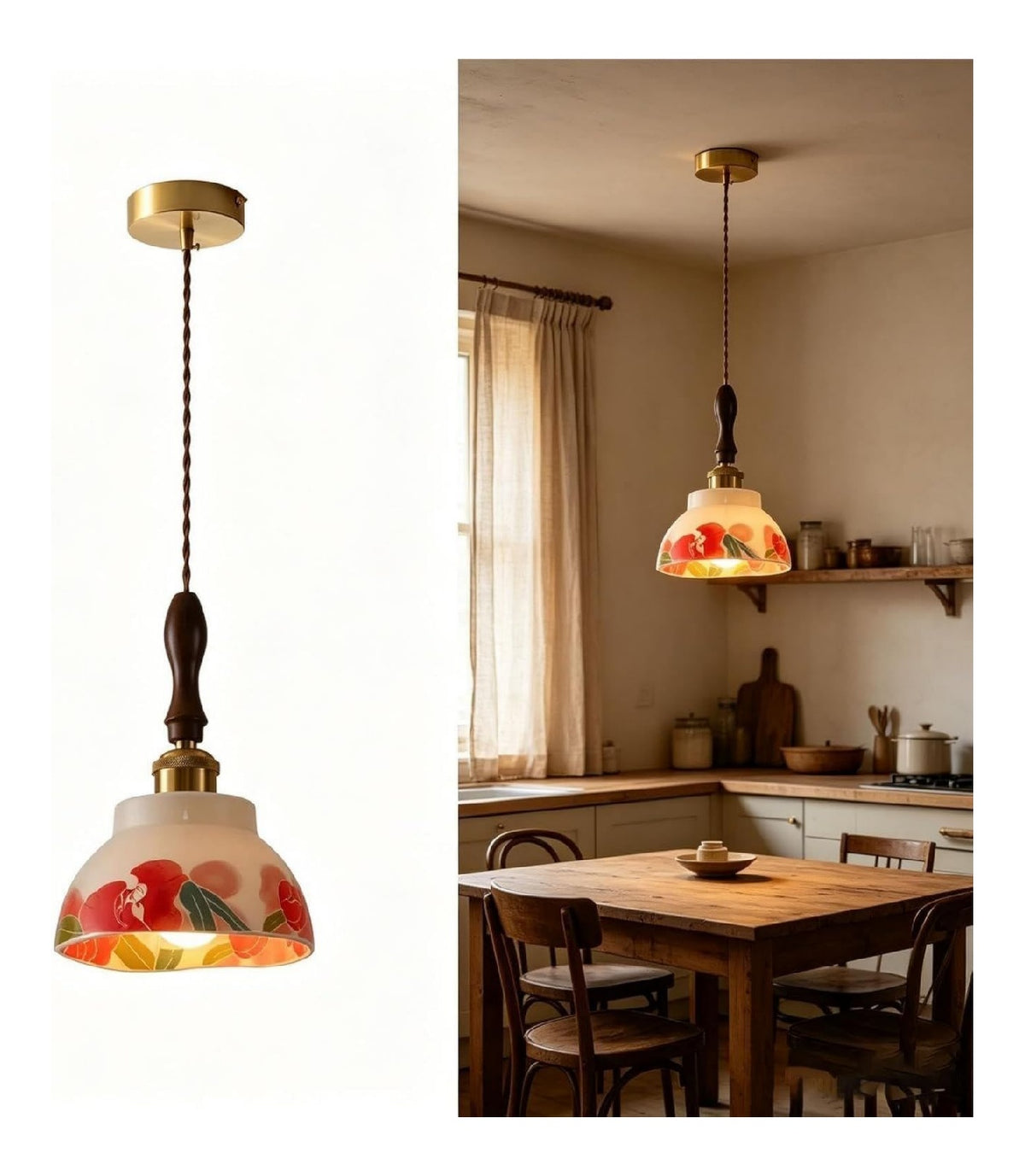 Suspension Ambre a presence elegante et lumiere agreable