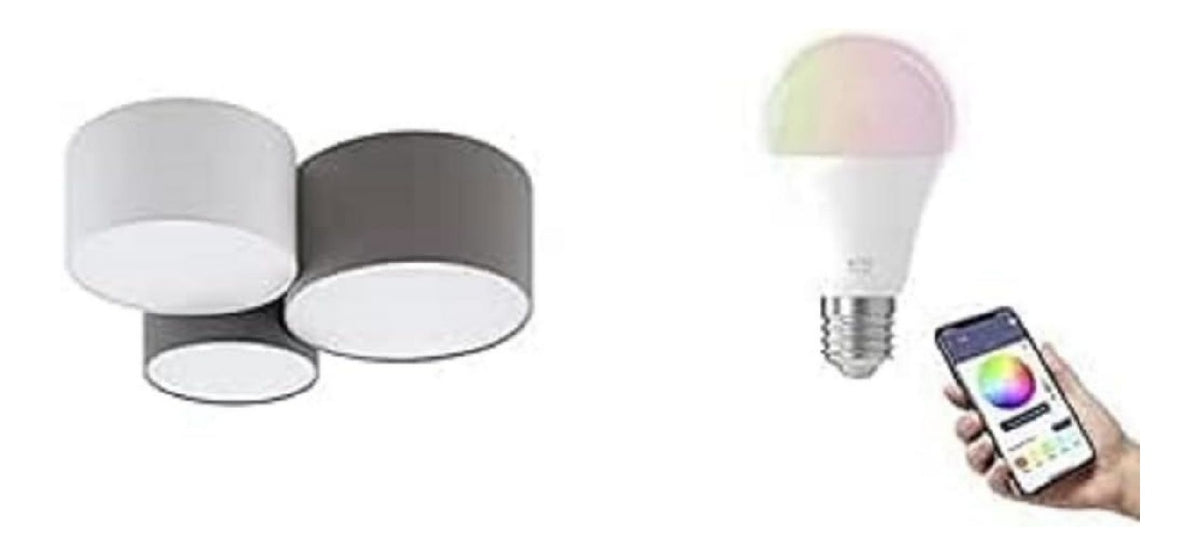 Plafonnier Blanc et Gris a presence elegante et lumiere agreable E27