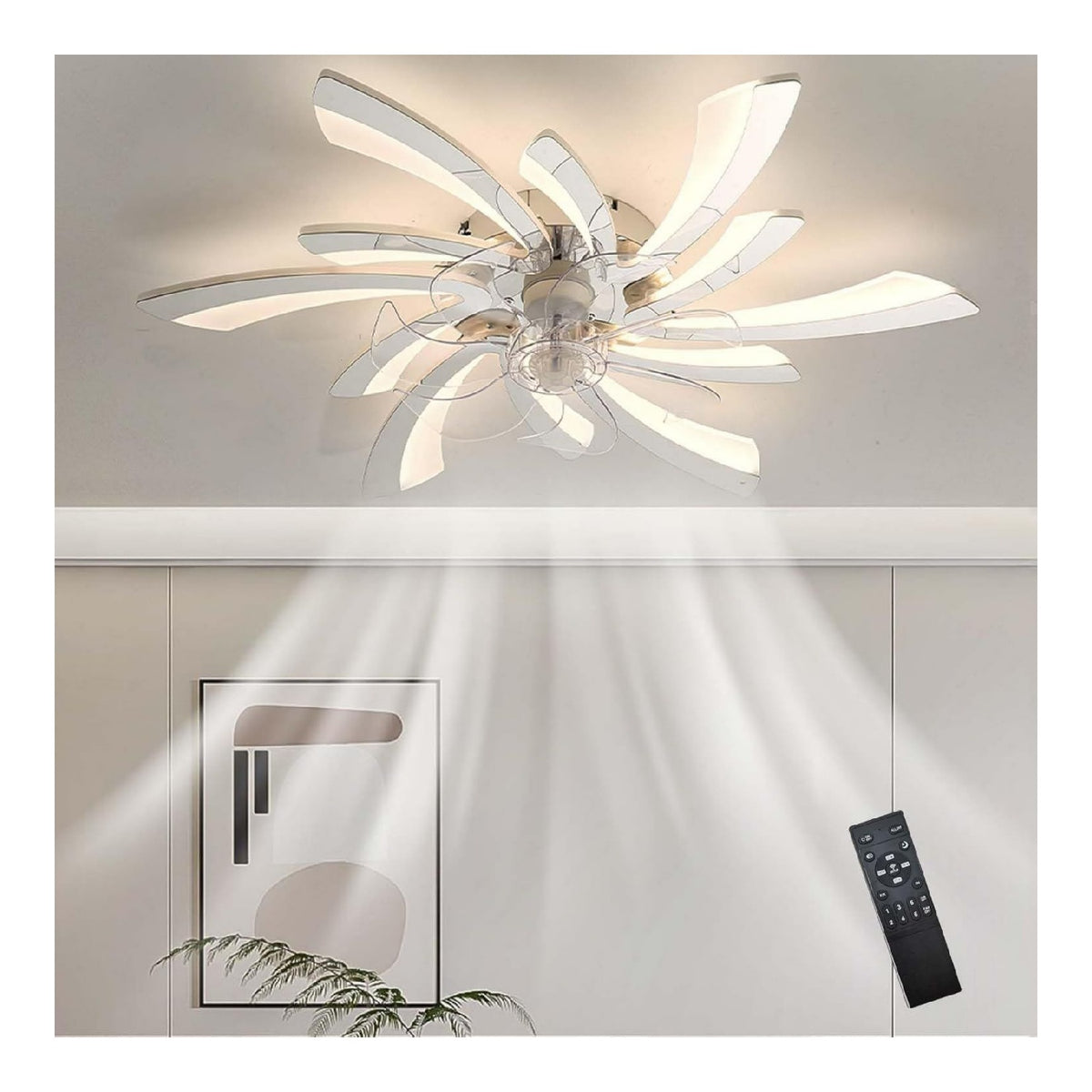 Lustre Blanc et Ambre aux lignes epurees avec eclairage confortable CT-1634