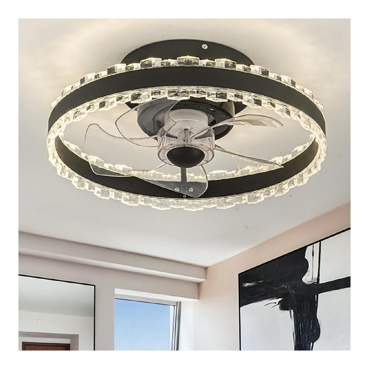 Plafonnier decoratif Noir et Blanc avec diffusion lumineuse harmonieuse KM-1866