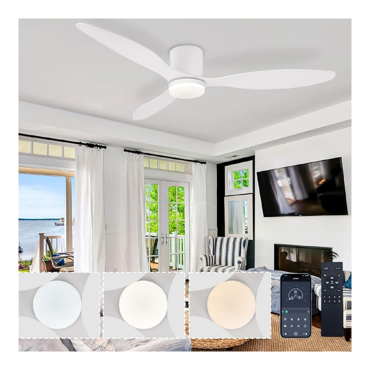 Lustre Blanc et Ambre aux lignes epurees avec eclairage confortable 40 W